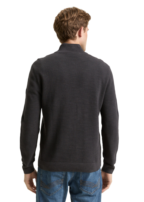 Tom Tailor Cotton Troyer Knit Jumper Tarmac Grey