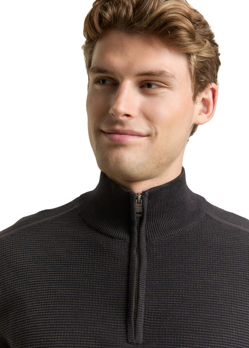 Tom Tailor Cotton Troyer Knit Jumper Tarmac Grey