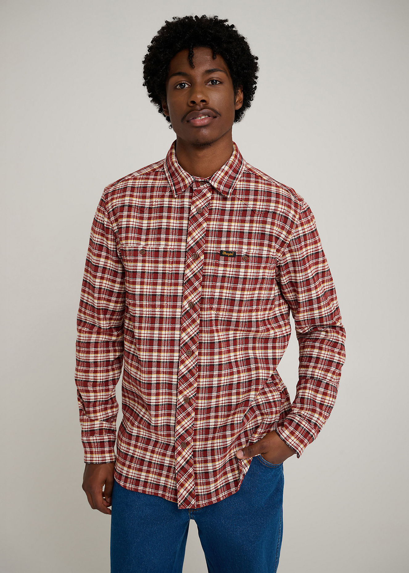 Wrangler X Stranger Things Will Shirt Fired Brick Check - 112378523