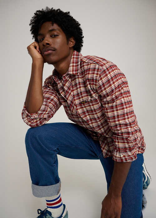 Wrangler X Stranger Things Will Shirt Fired Brick Check - 112378523