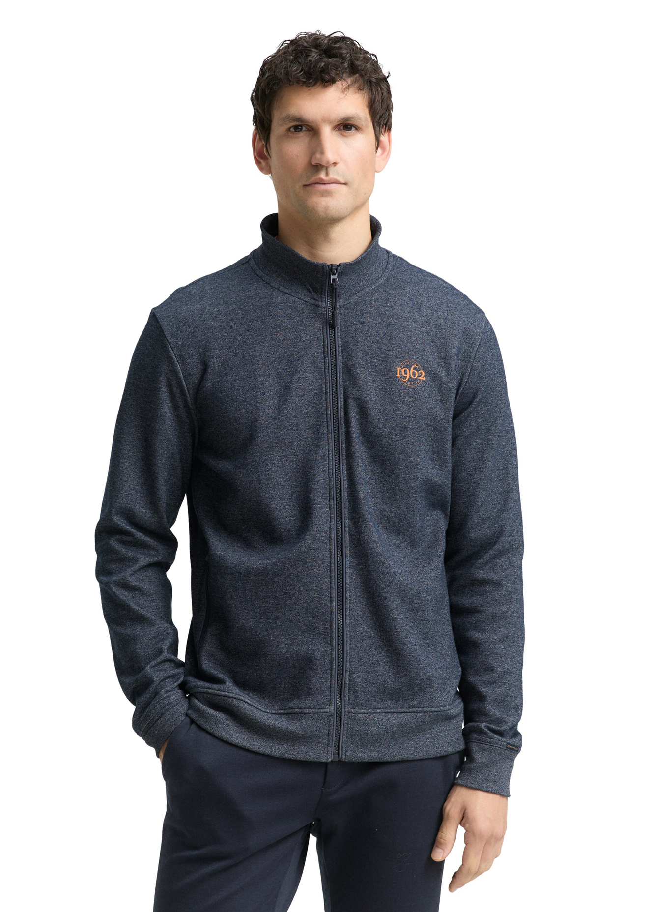 Tom Tailor Sweatshirt Jacket In Melange Look Navy Fine Yd Stripe - 1049523-30328