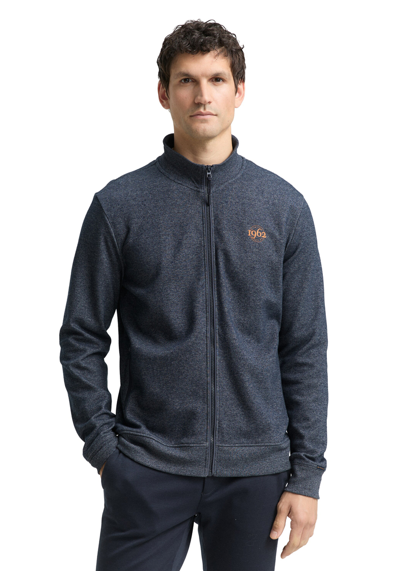 Tom Tailor Sweatshirt Jacket In Melange Look Navy Fine Yd Stripe - 1049523-30328