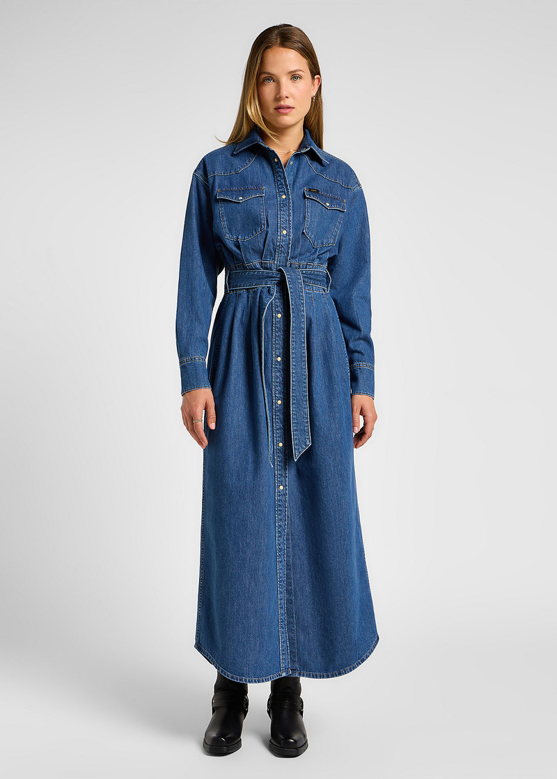 Lee Belted Western Dress Blue Fusion - 112357937