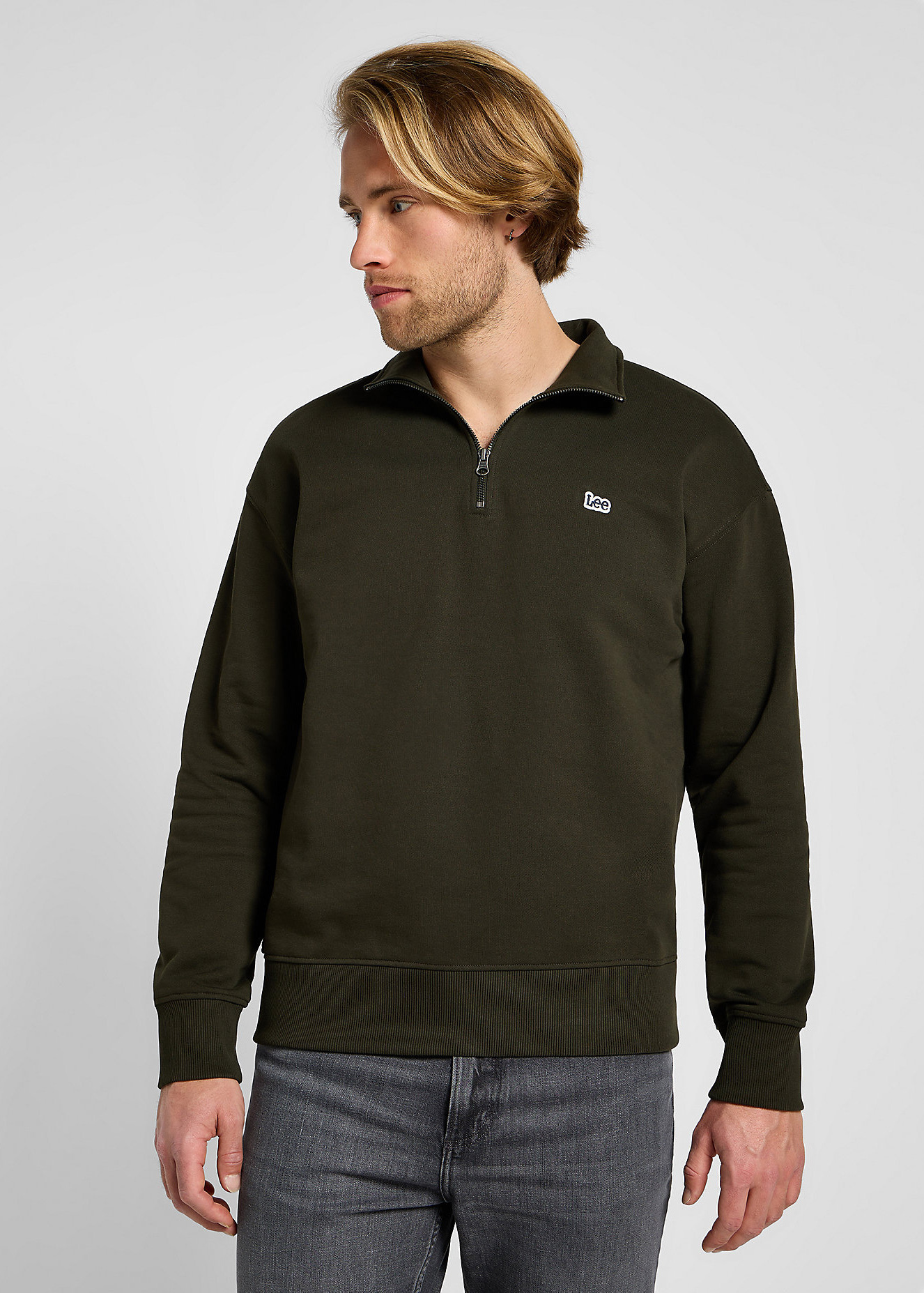 Lee Half Zip Sweatshirt Olive Night - 112355752