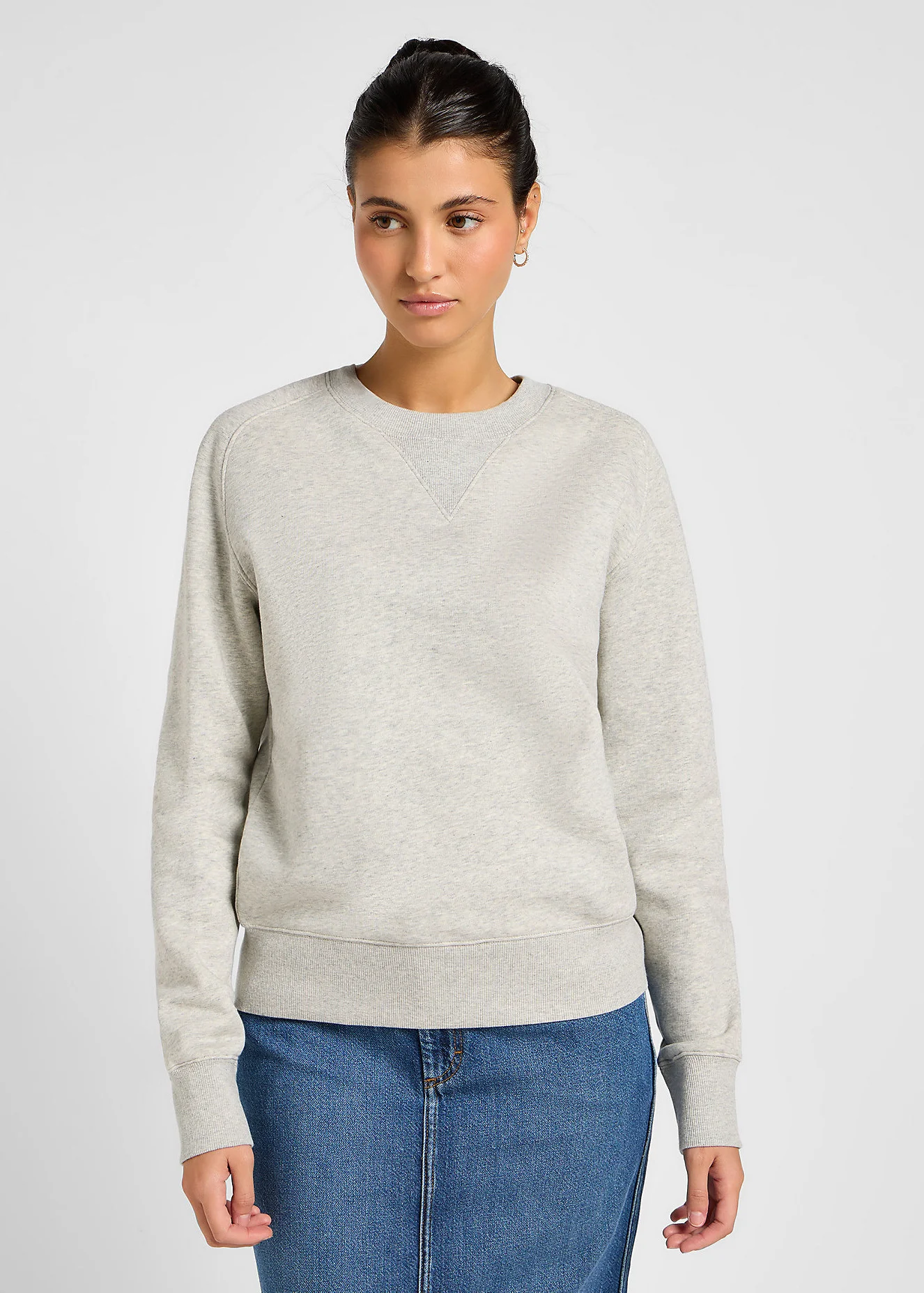 Lee Long Sleeve Med Wobbly Tee Grey Heather