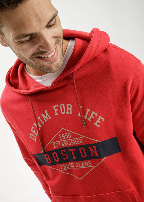 Cross Jeans Sweatshirt Hoodie Red Logo 007 - 25451-007