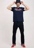 Cross Jeans Retro C Neck Logo Tee Navy 001 - 16016-001