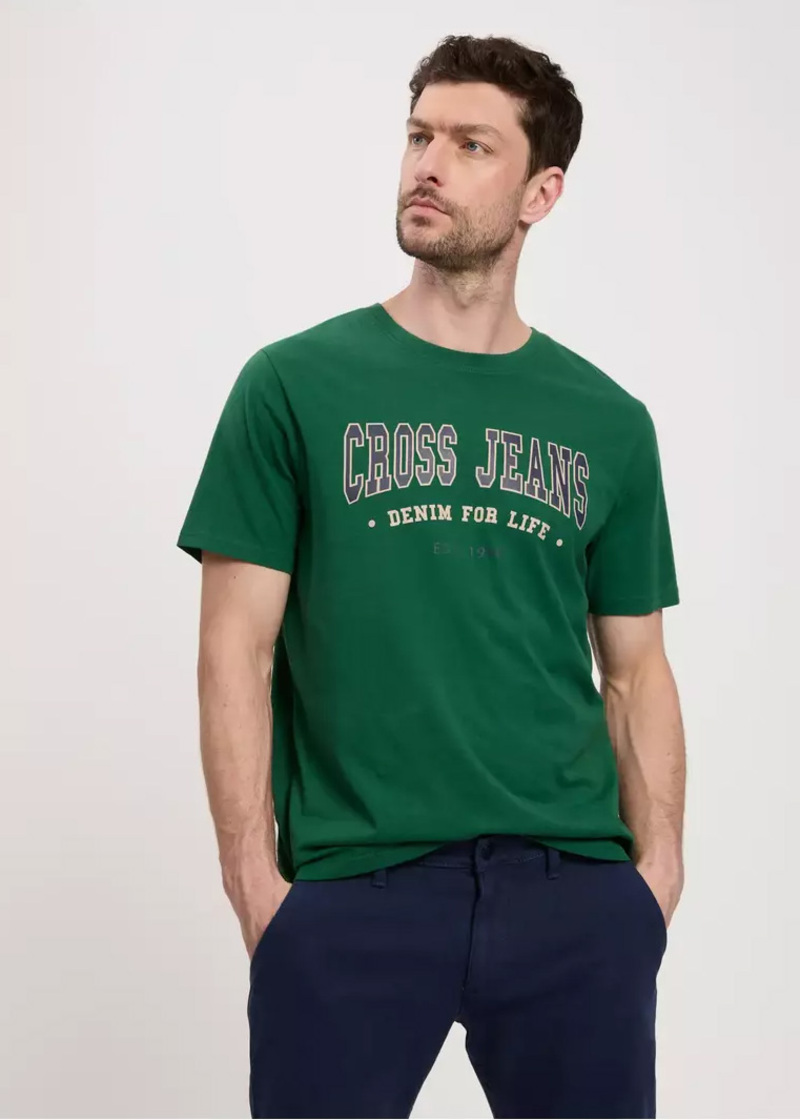 Cross Jeans Retro C Neck Tee Green 530 - 16016-530