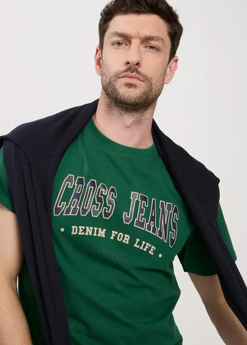 Cross Jeans Retro C Neck Tee Green 530 - 16016-530