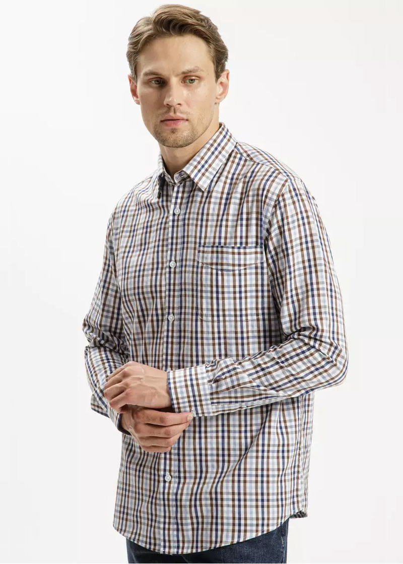 Cross Jeans Shirt Brown Check 025 - 35562-025