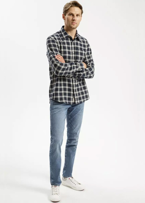 Cross Jeans Shirt Navy Check 001 - 35574-001