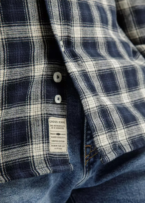 Cross Jeans Shirt Navy Check 001 - 35574-001