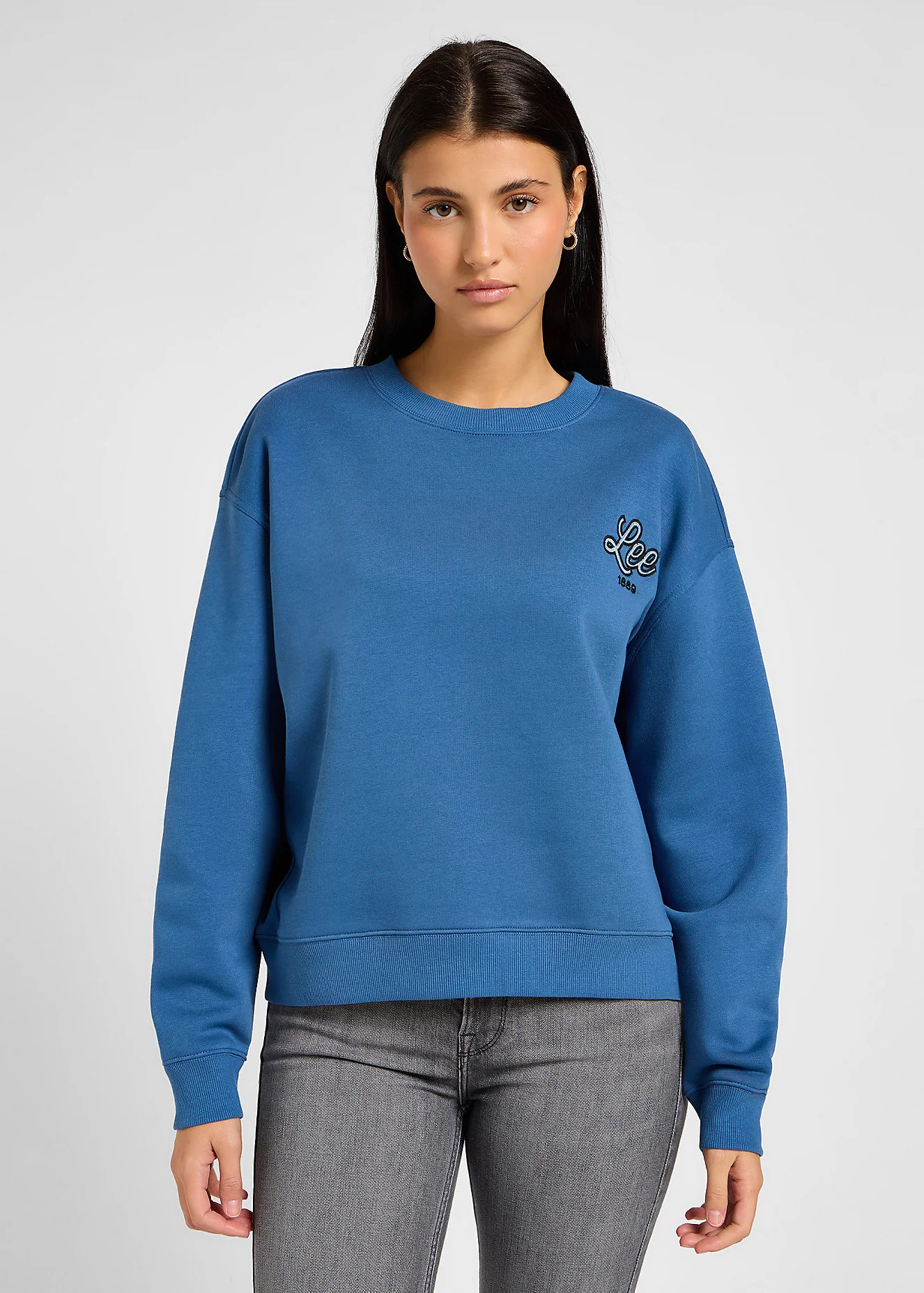Lee Logo Crew Sweatshirt Midcentury Blue