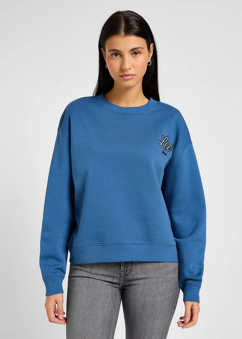 Lee Logo Crew Sweatshirt Midcentury Blue