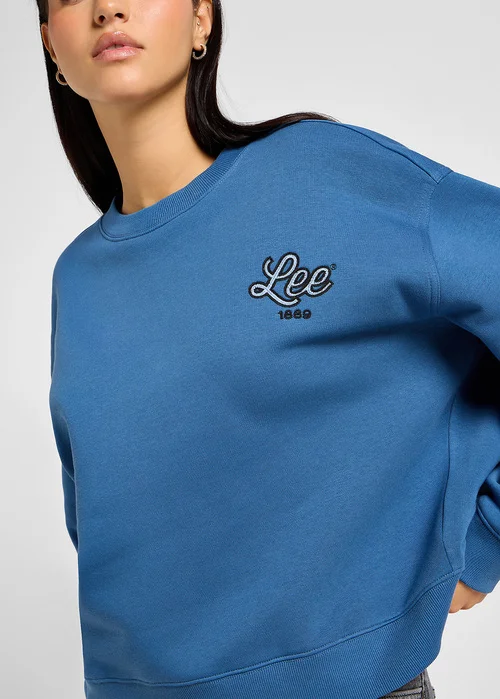 Lee Logo Crew Sweatshirt Midcentury Blue