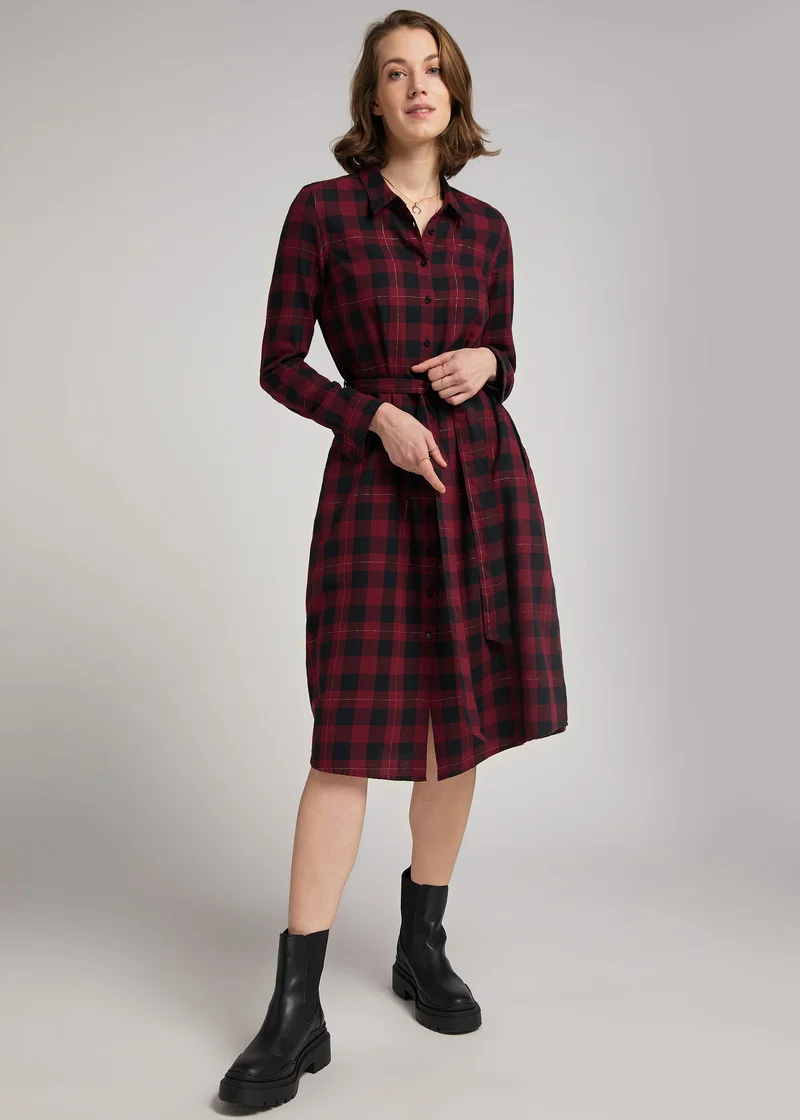 Mustang Plaid Dress With Tie Belt Check X