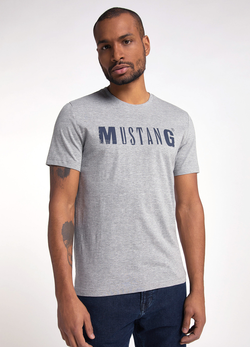 Mustang Logo Tee Mid Grey Melange - 1005454-4140