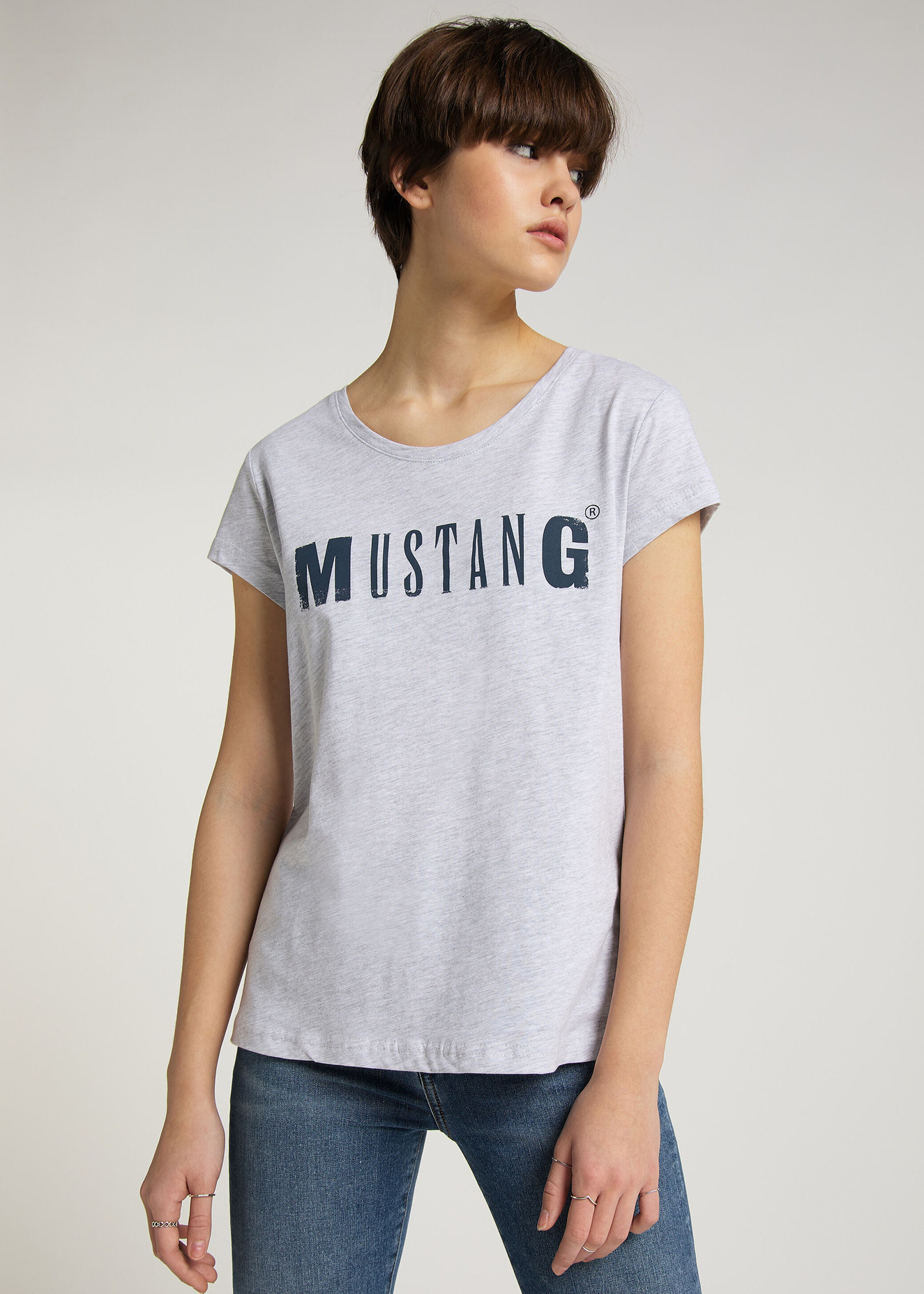 Mustang Logo Tee Light Grey Melane - 1005455-4141