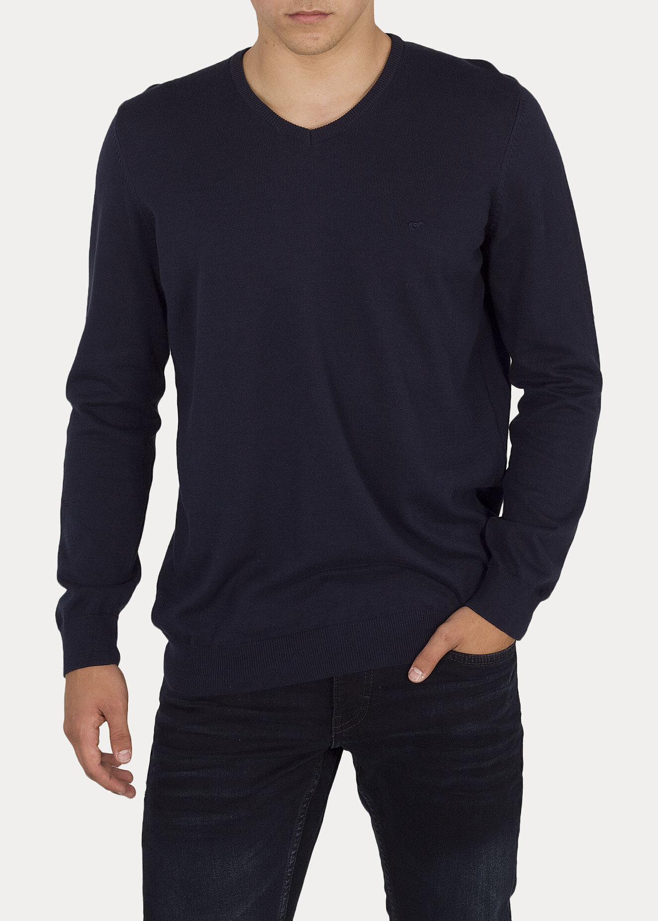 Mustang Basic V Neck Jumper Dark Sapphire - 1006813-4136