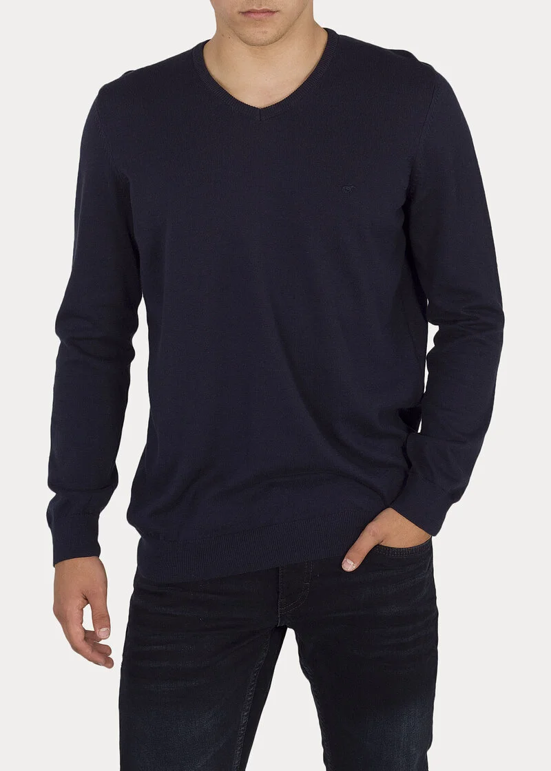 Mustang Basic V Neck Jumper Dark Sapphire