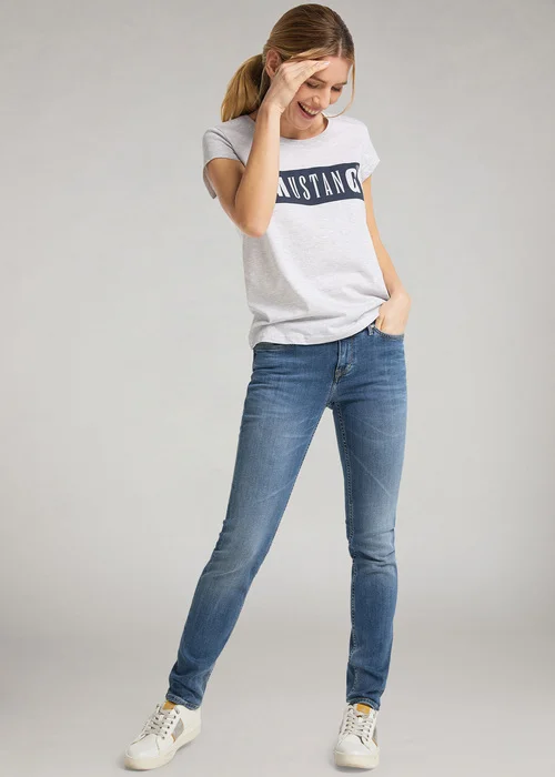 Mustang Alina C Logo Tee Light Grey Melange