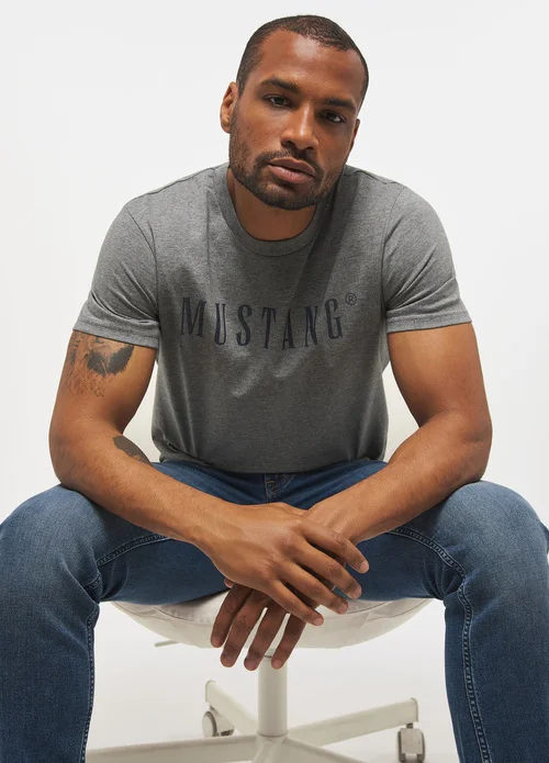 Mustang Alina C Logo Tee Light Grey Melange