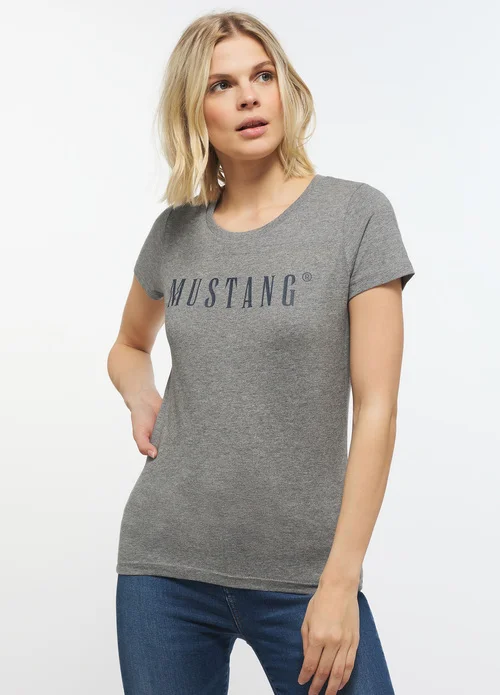 Mustang Alina C Logo Tee Light Grey Melange