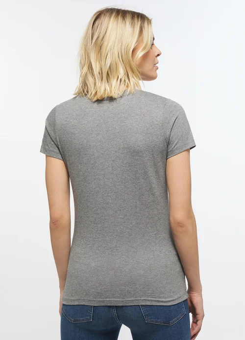 Mustang Alina C Logo Tee Light Grey Melange