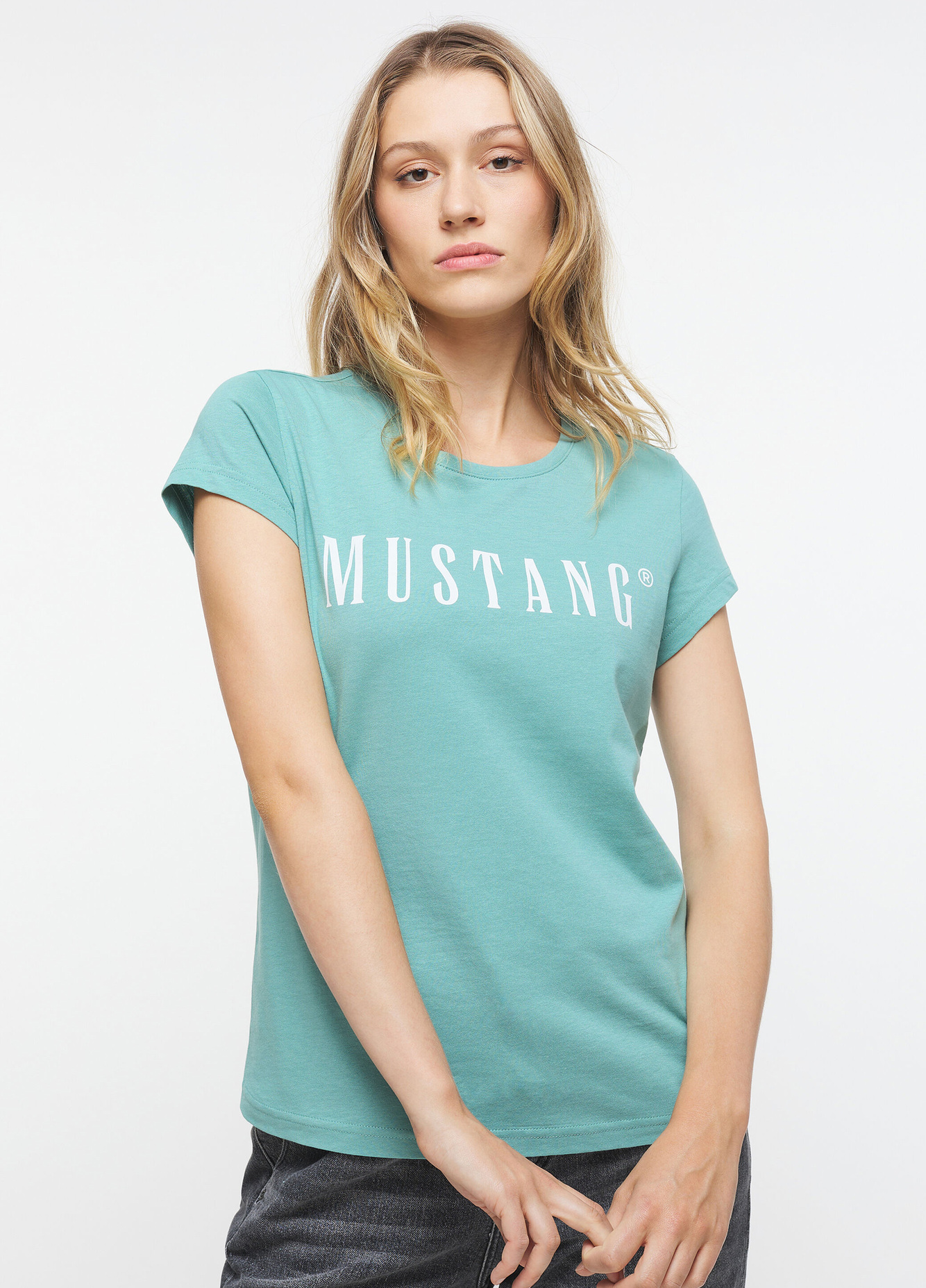 Mustang Alina C Logo Tee Mineral Blue - 1013222-6236