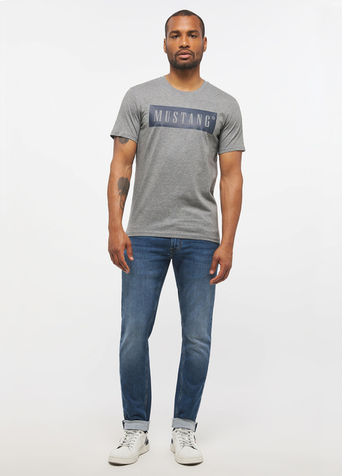 Mustang Alex C Logo Tee Mid Grey Melange - 1013223-4140