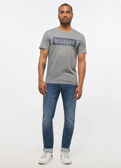 Mustang Alex C Logo Tee Mid Grey Melange