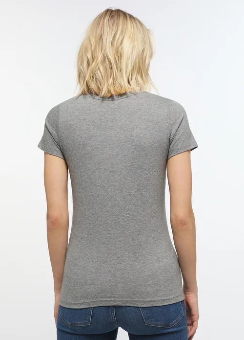 Mustang Alina C Logo Tee Light Grey Melange