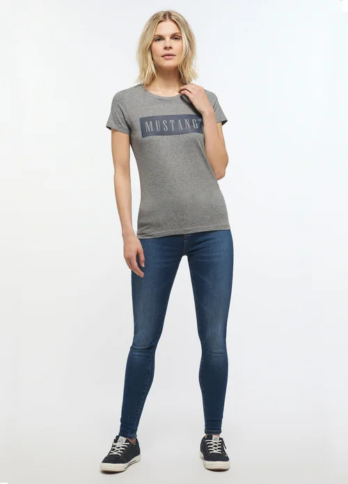 Mustang Alina C Logo Tee Light Grey Melange