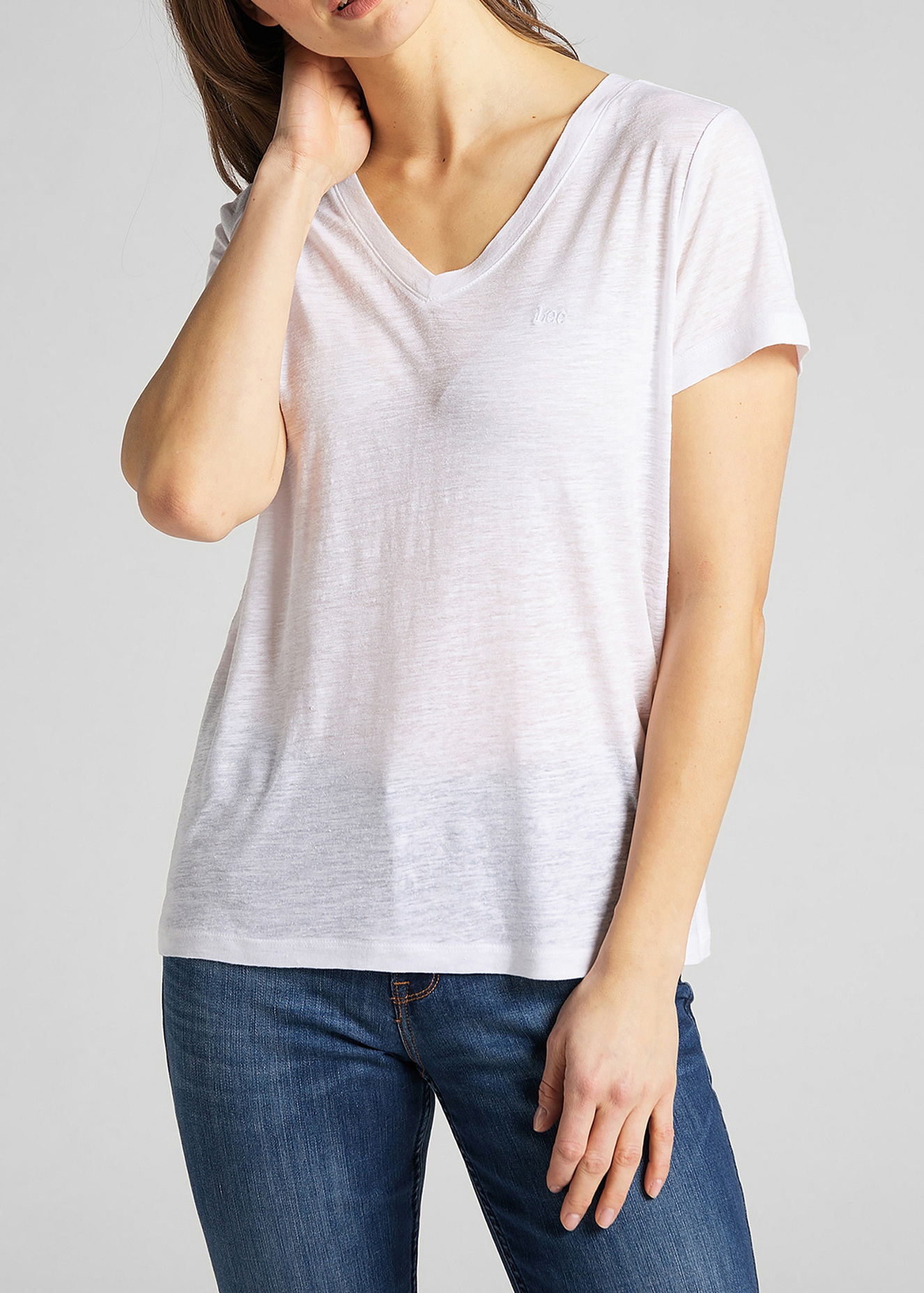 Lee V Neck Tee Bright White - L41JENLJ