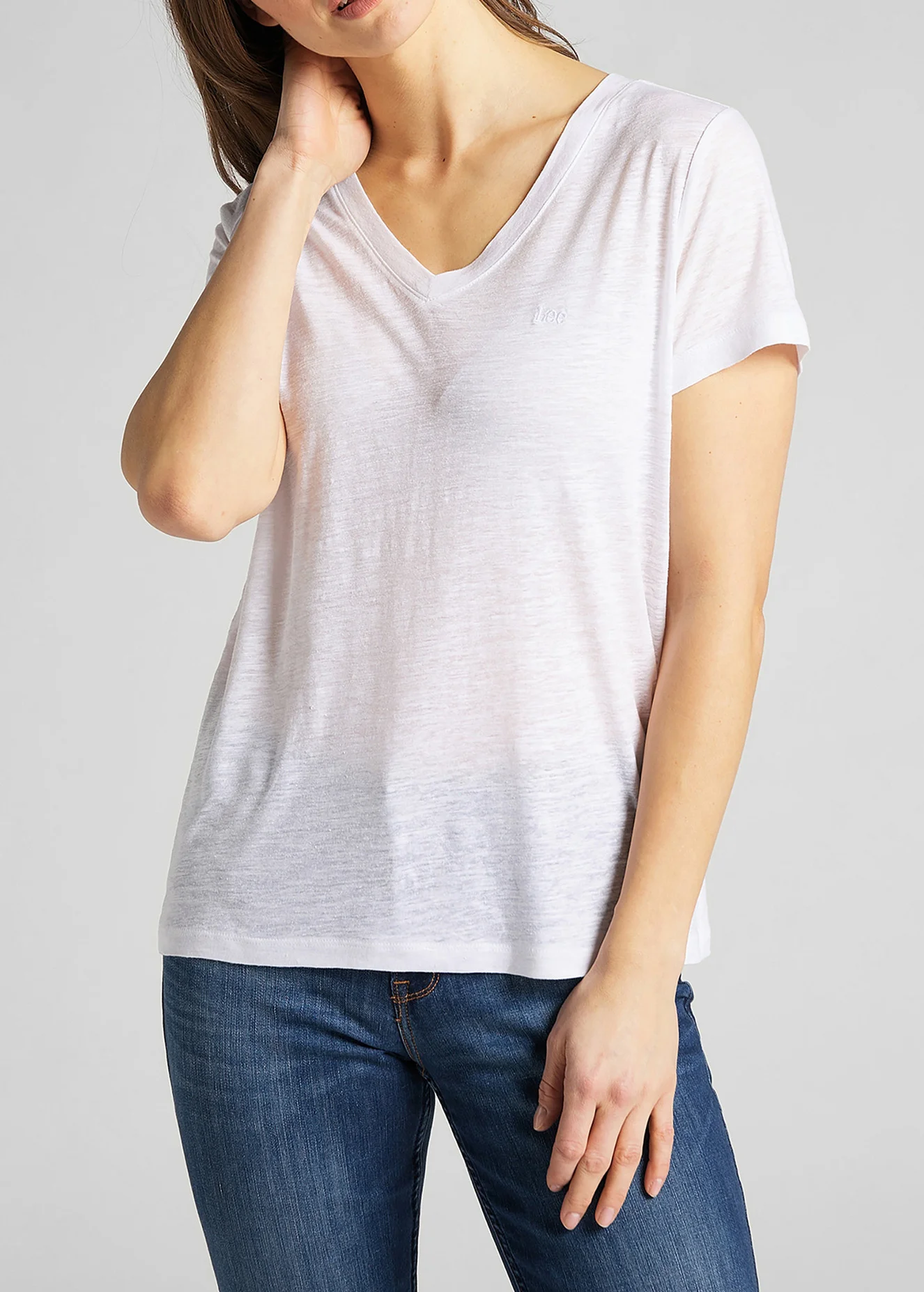 Lee V Neck Tee Bright White