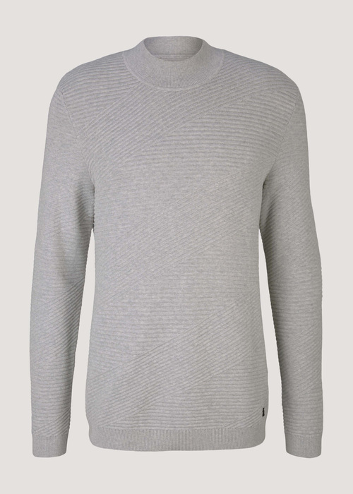 Tom Tailor Geometric Structured Sweater Light Stone Grey Melange - 1028385-15398