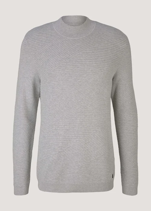 Tom Tailor Geometric Structured Sweater Light Stone Grey Melange