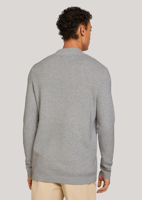 Tom Tailor Geometric Structured Sweater Light Stone Grey Melange - 1028385-15398