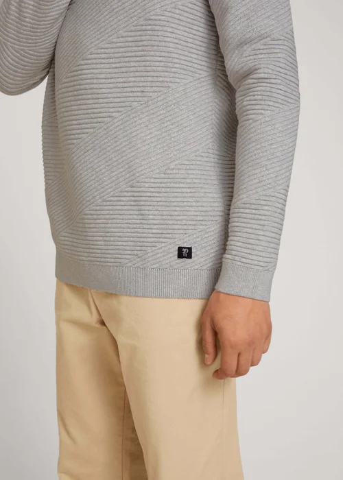 Tom Tailor Geometric Structured Sweater Light Stone Grey Melange