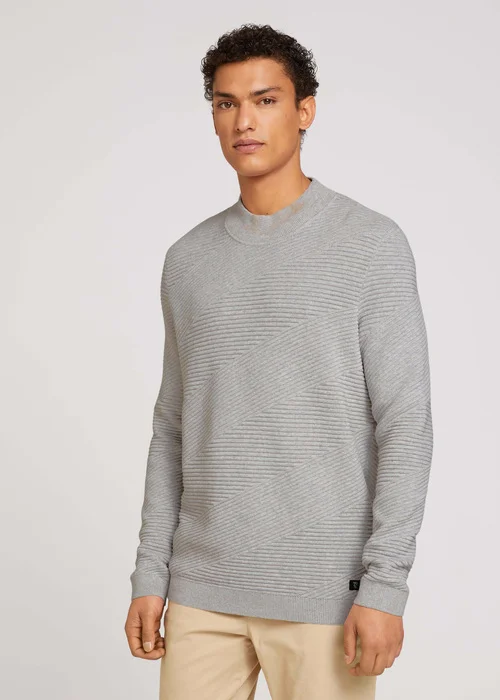 Tom Tailor Geometric Structured Sweater Light Stone Grey Melange