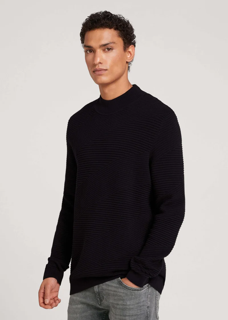 Tom Tailor Geometric Structured Sweater Black