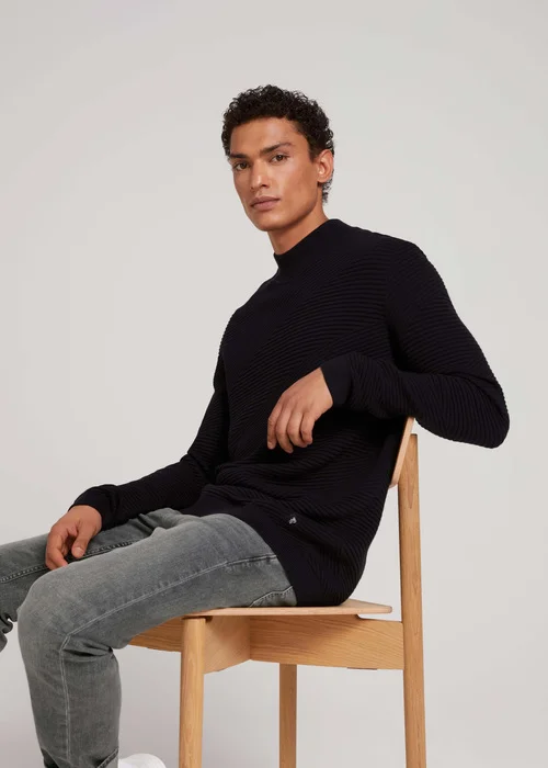 Tom Tailor Geometric Structured Sweater Black