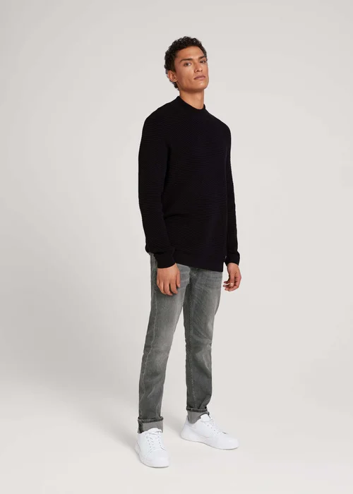 Tom Tailor Geometric Structured Sweater Black