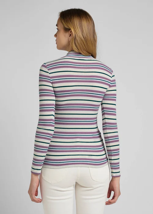 Lee Ribbed Long Sleeve Striped Tee Ecru