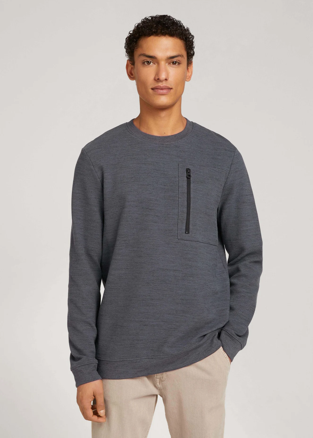Tom Tailor Crewneck Structured Blue Black Space Dye