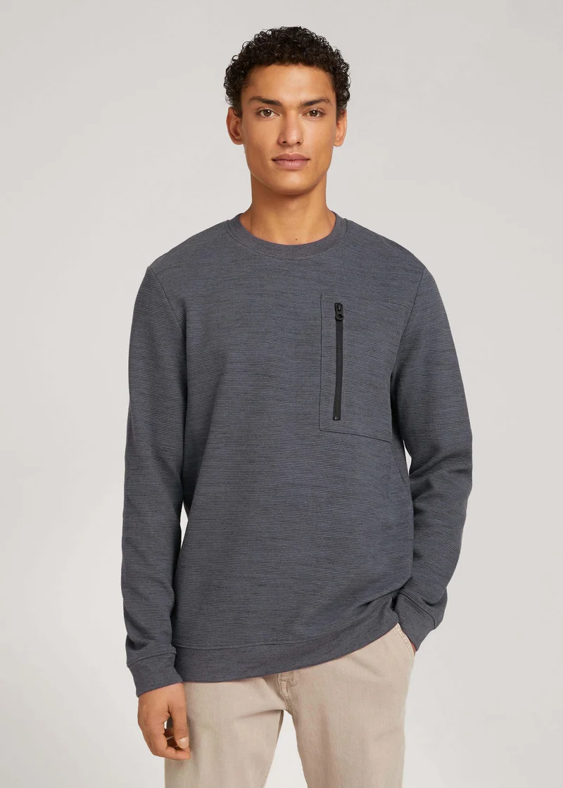 Tom Tailor Crewneck Structured Blue Black Space Dye