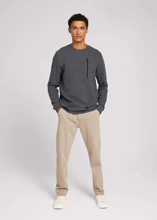 Tom Tailor Crewneck Structured Blue Black Space Dye