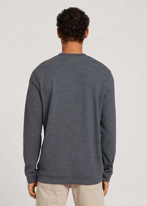 Tom Tailor Crewneck Structured Blue Black Space Dye - 1029027-28625