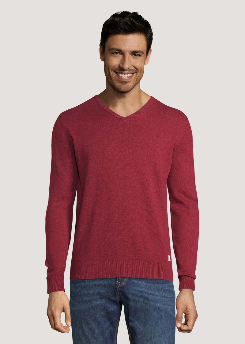 Tom Tailor Doublepack V Neck Knit Warm Wine Melange - 1030935-18648