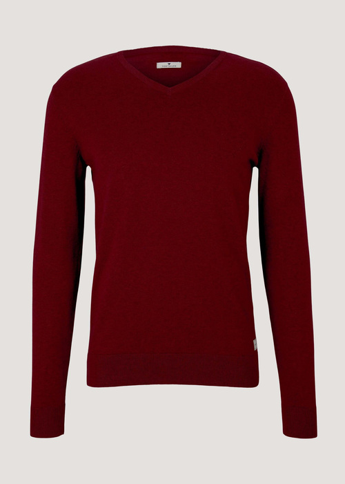 Tom Tailor Doublepack V Neck Knit Warm Wine Melange - 1030935-18648